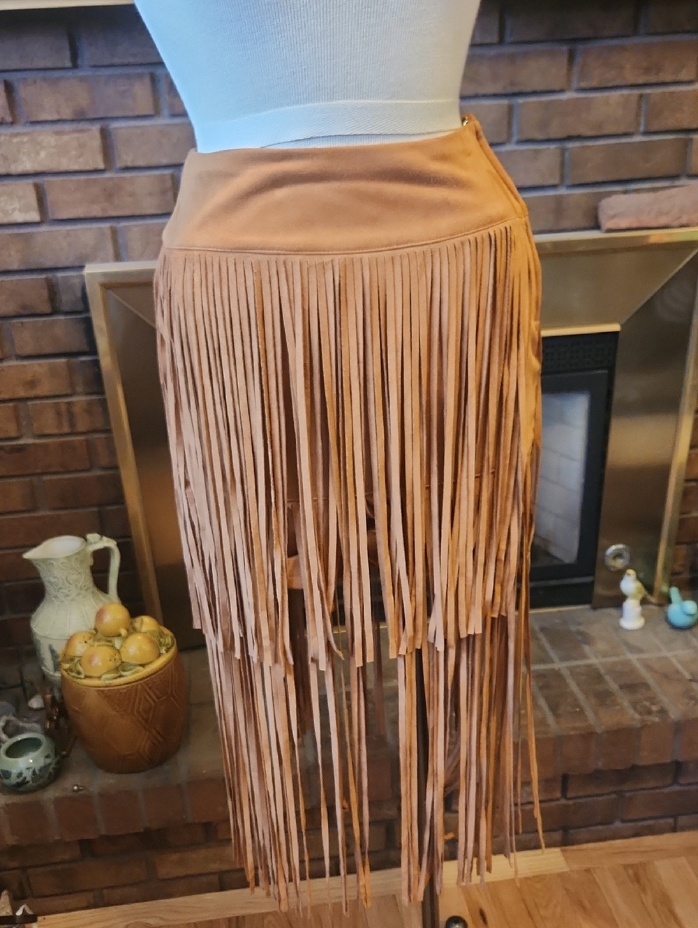 Blue Rain By Francesca's Faux Suede Fringed Mini Skirt Size XS Festival Hippie